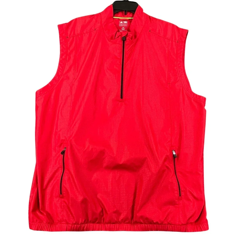 Adidas Golf Performance Windbreaker Vest Mens XXL Red ClimaProof Half Zip Course